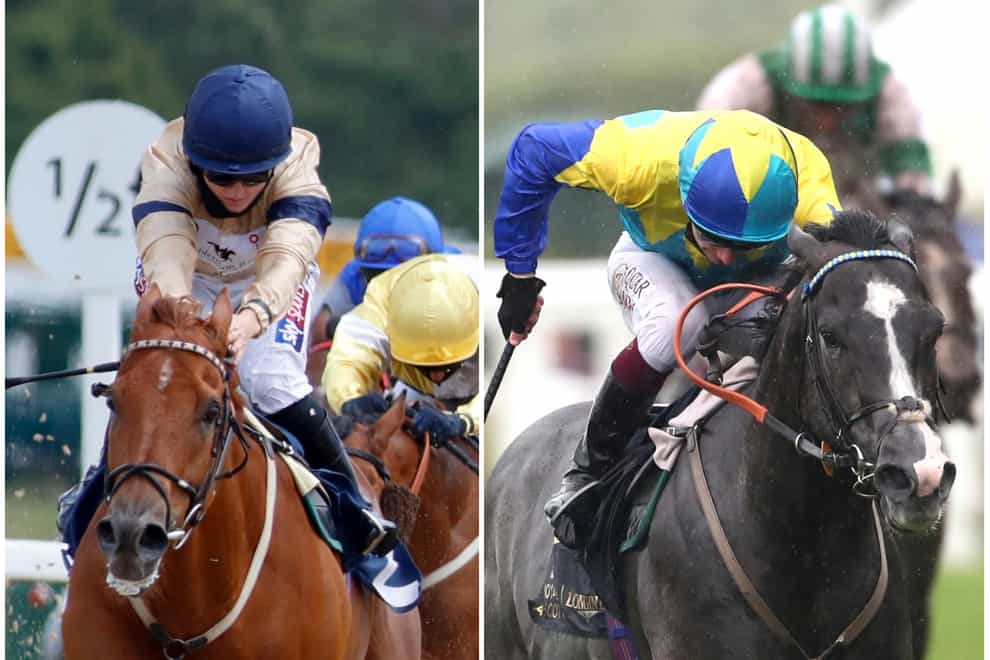 Glen Shiel and Dragon Symbol (right) go for Archie Watson in the July Cup