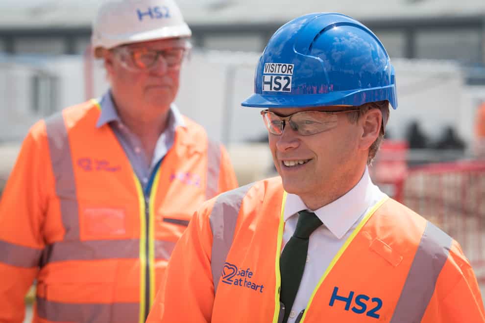 Transport Secretary Grant Shapps visits a HS2 site