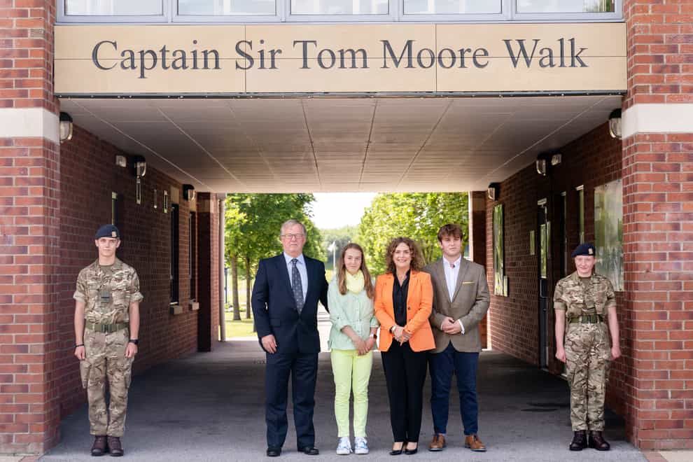 Captain Sir Tom Moore's family at the Army Foundation College in Harrogate, North Yorkshire