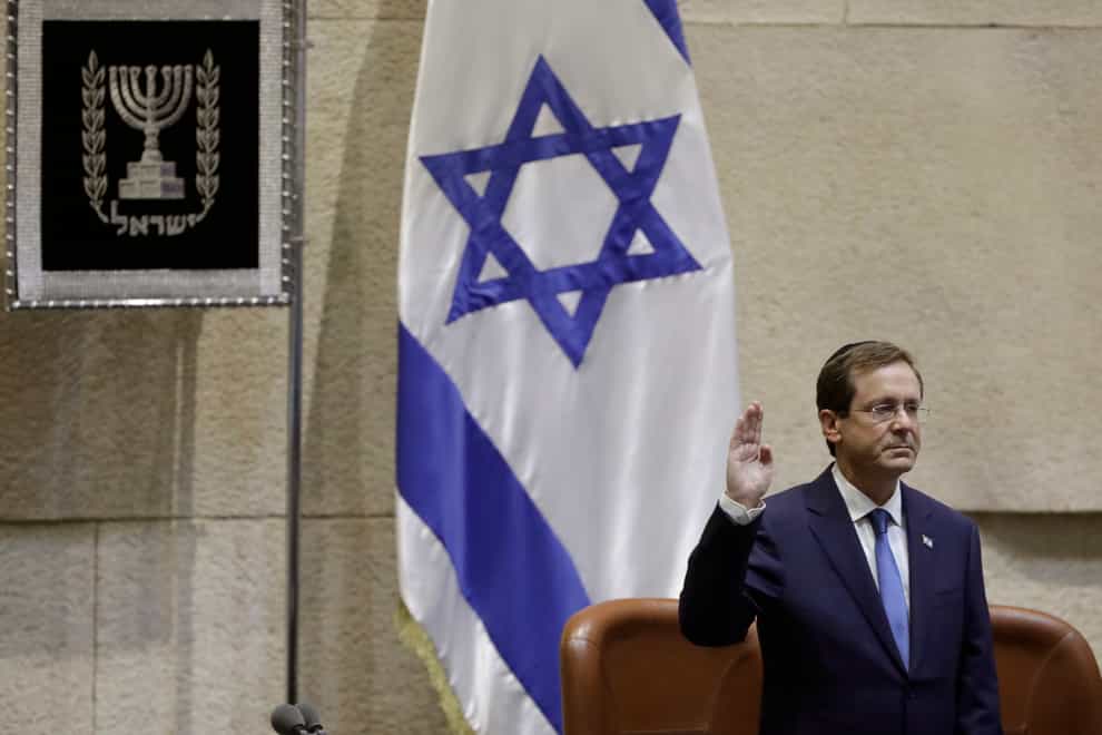 Israel’s President-elect Isaac Herzog during his swearing-in ceremony (AP)