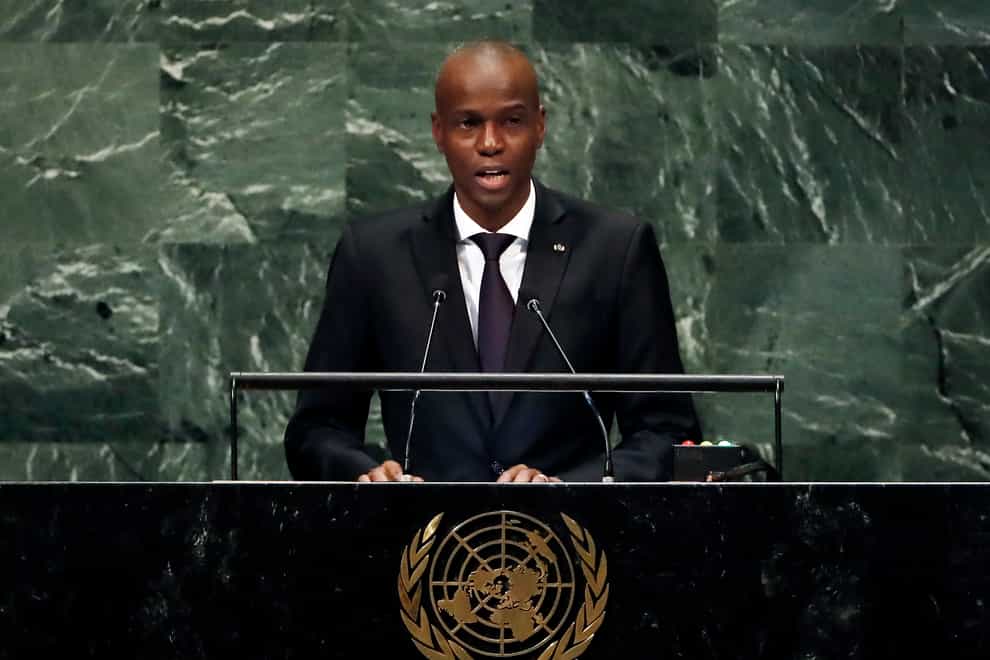 Haiti’s President Jovenel Moise addresses the 73rd session of the United Nations general assembly (Richard Drew/AP)