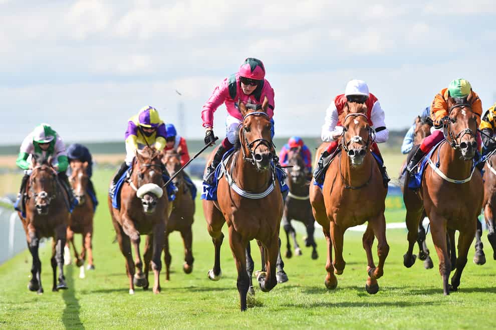 Oxted (centre) will try to repeat last year's win in the Darley July Cup at Newmarket