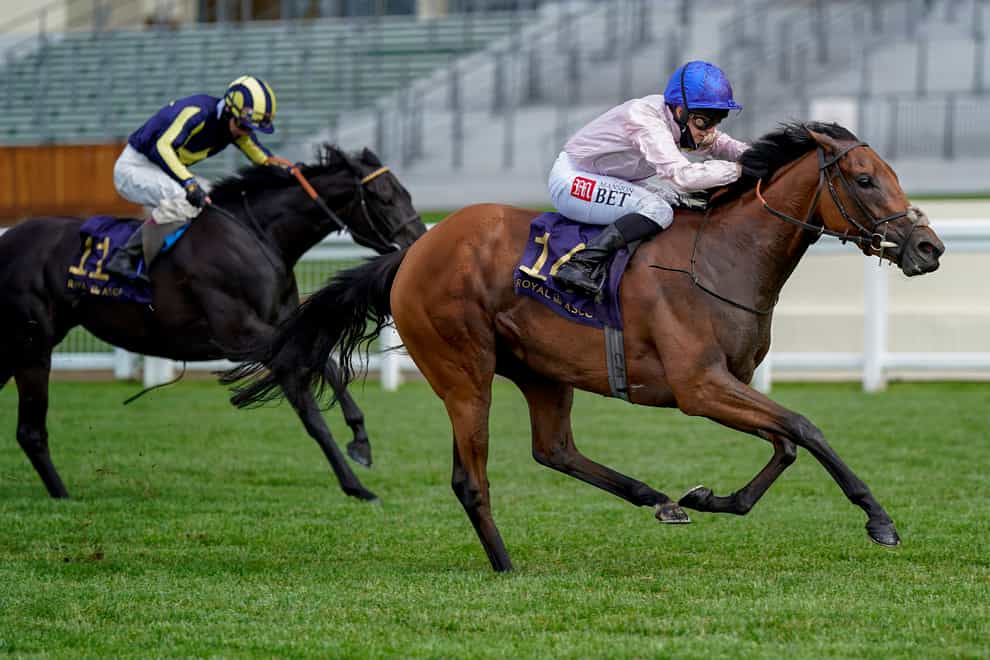 Onassis winning the Sandringham Stakes at Royal Ascot in 2020