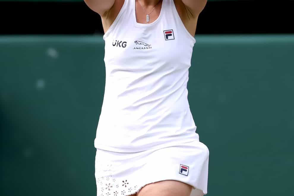 Ashleigh Barty looks emotional after reaching her first Wimbledon final