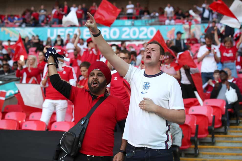 England fans in the stands at Wembley
