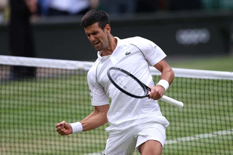 Novak Djokovic celebrates victory against Denis Shapovalov