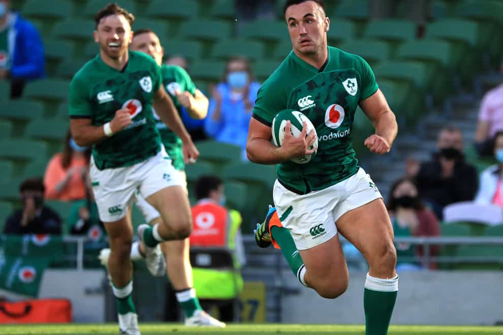 Ireland’s Ronan Kelleher, right, claimed four tries against the United States