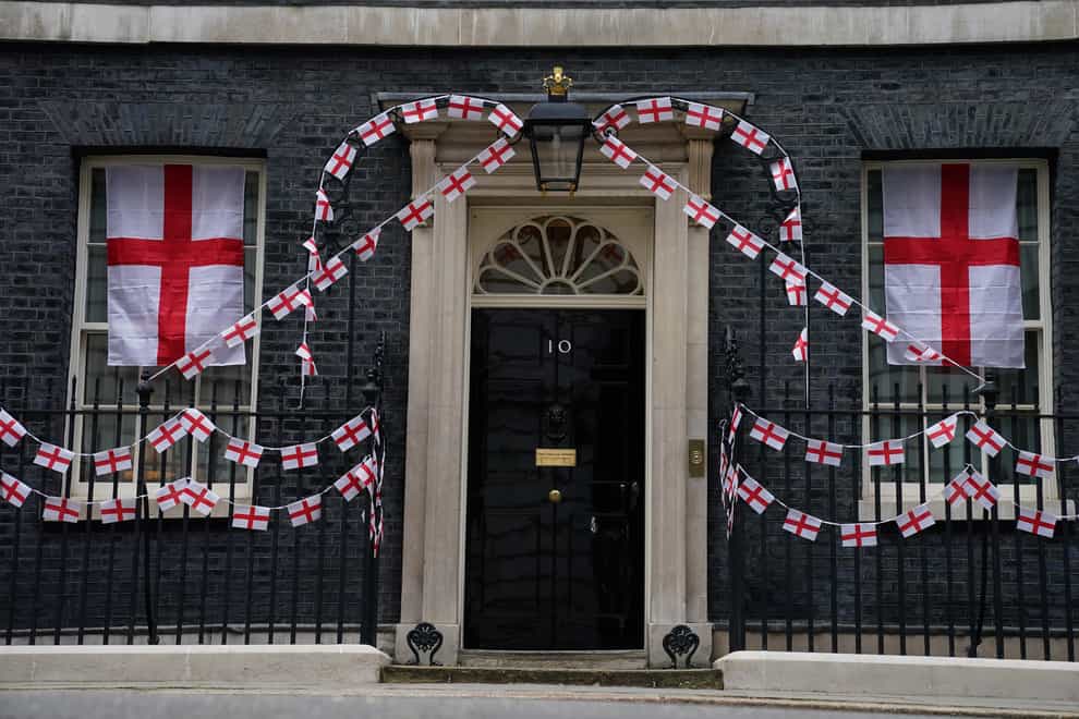 10 Downing Street bedecked in St George's flags