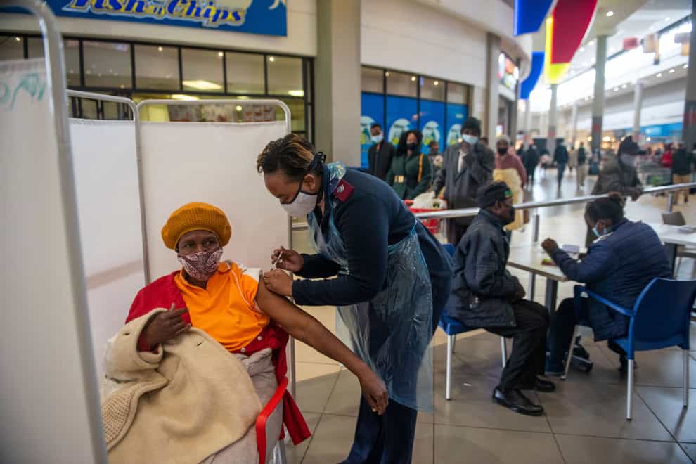 A patient receives a Johnson & Johnson vaccine against Covid-19 in Hammanskraal, South Africa