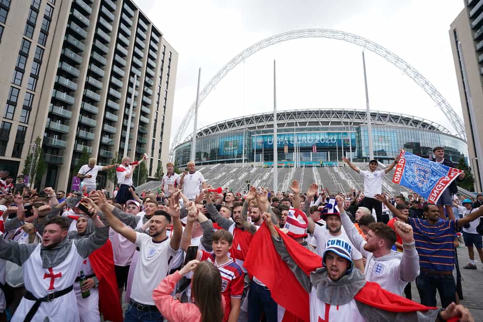 England fans outside the ground ahead of the Euro 2020 final