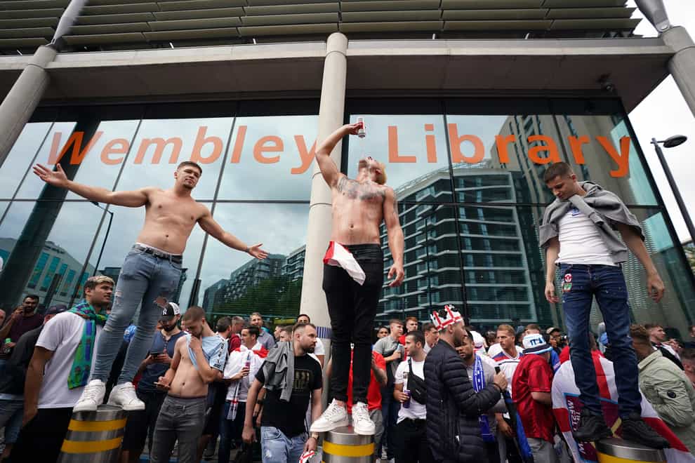 England fans outside Wembley Stadium for England's match against Italy (Zac Goodwin/PA)