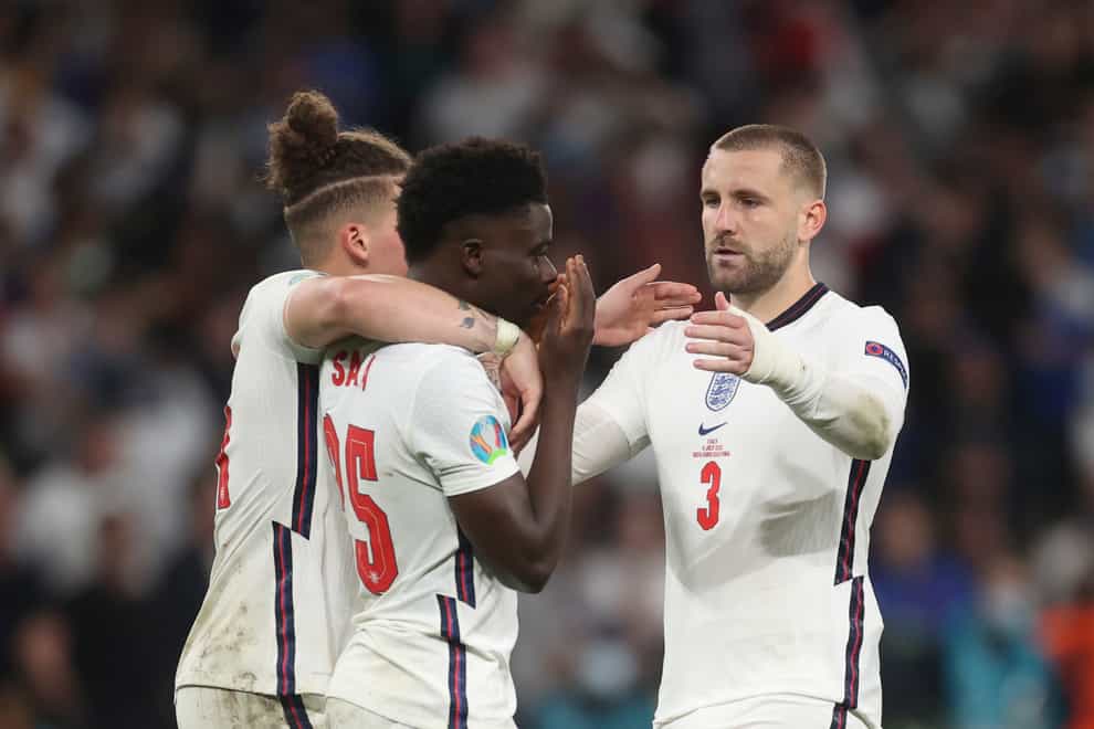 Luke Shaw said the whole England team would support Bukayo Saka after he missed the decisive penalty in the Euro 2020 final.