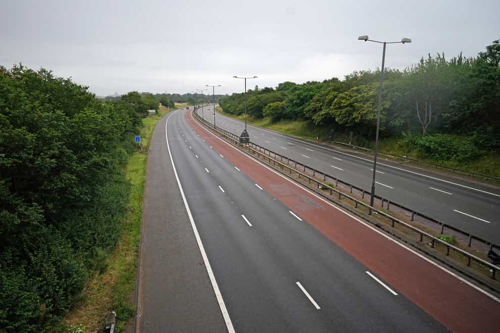 A stretch of the M4 motorway near London with no traffic during the Euro 2020 final