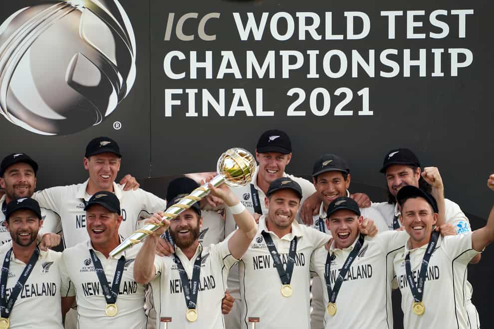 New Zealand celebrate victory against India in the inaugural World Test Championship final