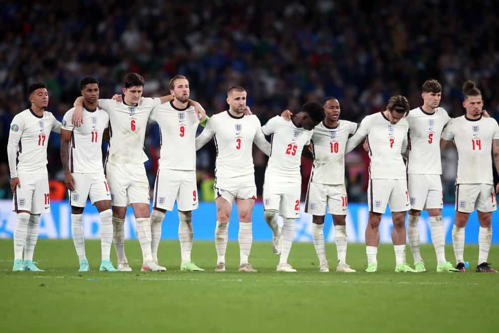 England players at the Euro 2020 final at Wembley Stadium, London