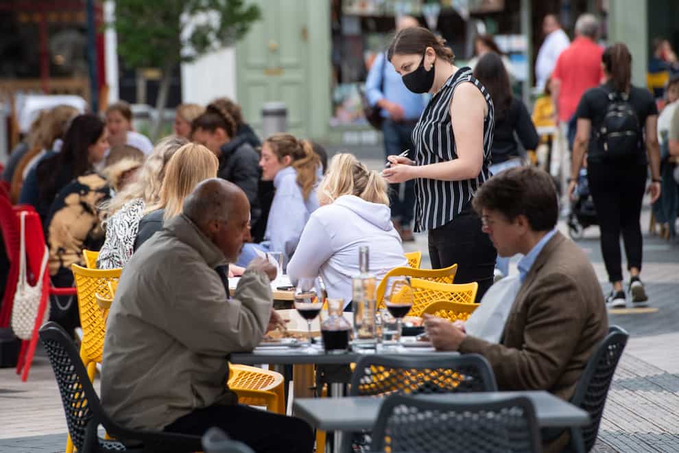 People eating and drinking outdoors