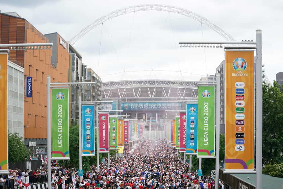 England fans along Wembley Way (Zac Goodwin/PA)
