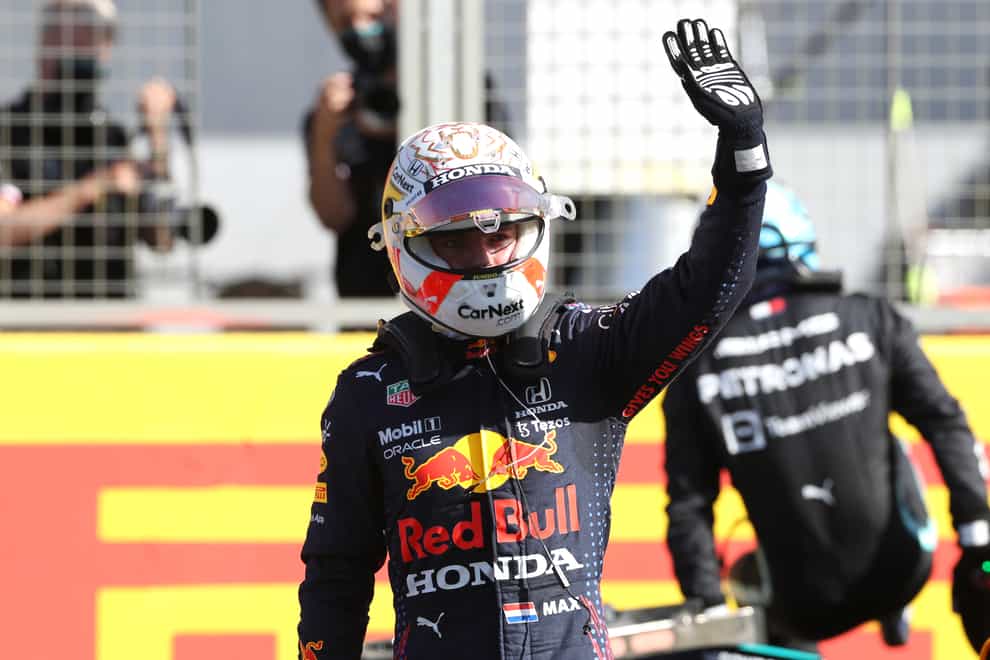 Max Verstappen waves to the crowd after his Sprint victory
