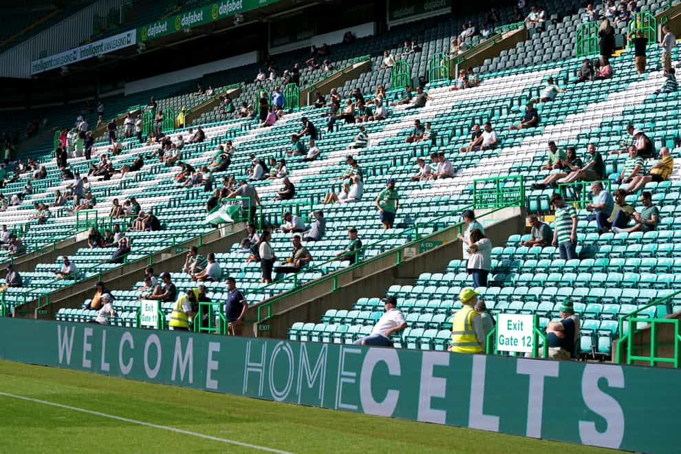 Celtic fans inside Celtic Park