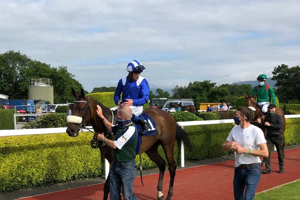 Mehnah after her victory in the Cairn Rouge Stakes at Killarney