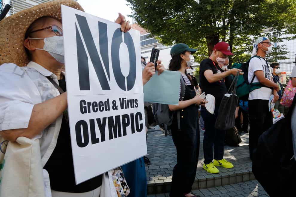 People protest against the Olympics