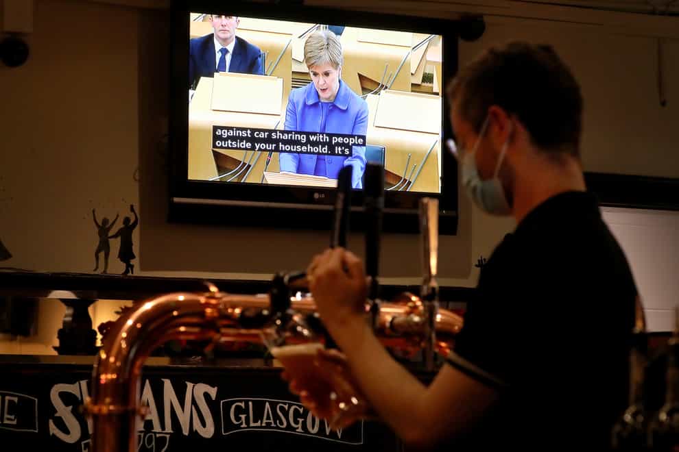 Nicola Sturgeon on TV in pub