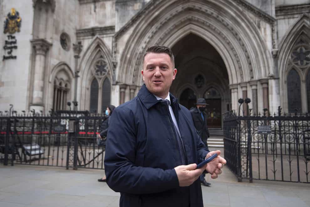 Tommy Robinson outside the Royal Courts of Justice