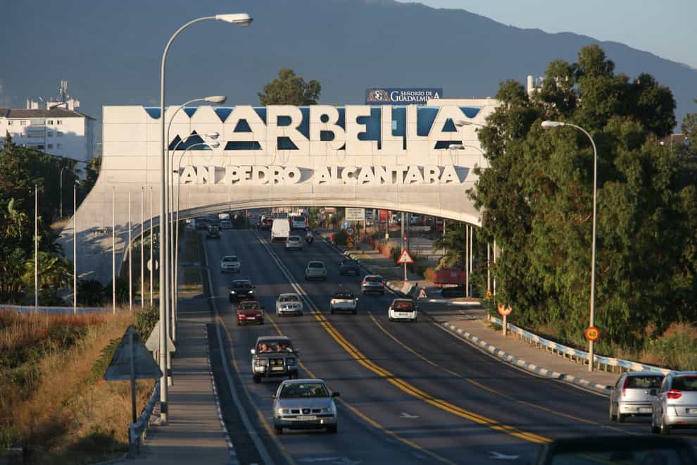 A view of a sign at the entrance to Marbella (Martin Keene/PA)