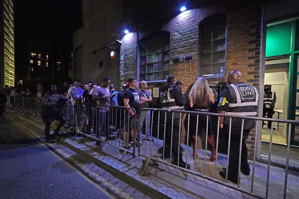 People queue up for the Egg nightclub in London