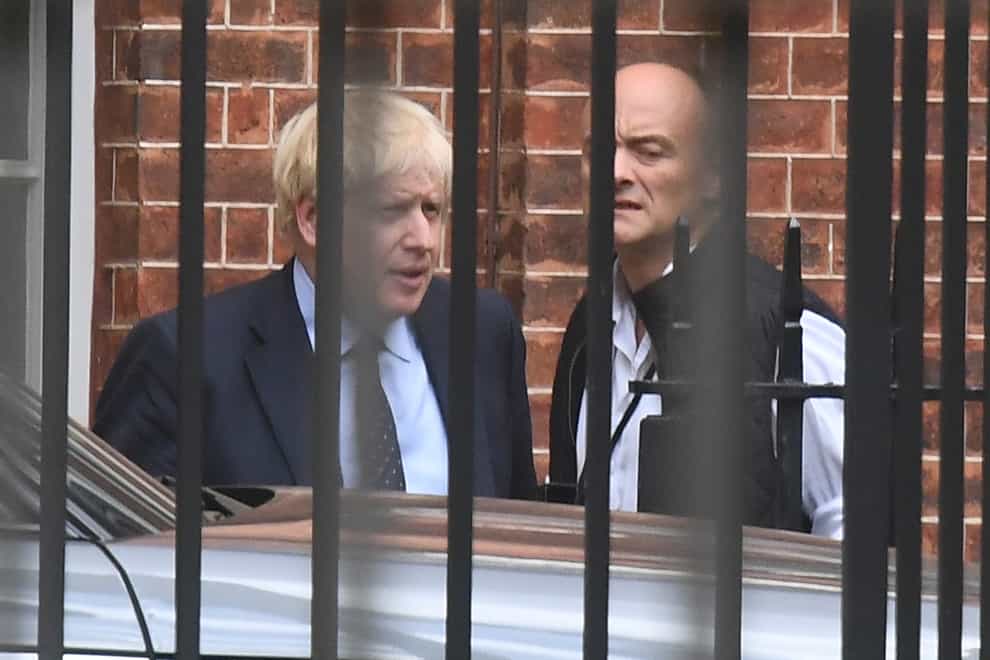 Prime Minister Boris Johnson (left) with then aide Dominic Cummings (Victoria Jones/PA)