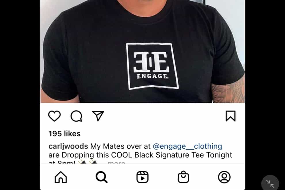 Carl Woods’ Instagram post for Engage Clothing. (ASA/PA)