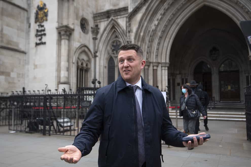 Tommy Robinson outside the Royal Courts of Justice (PA)