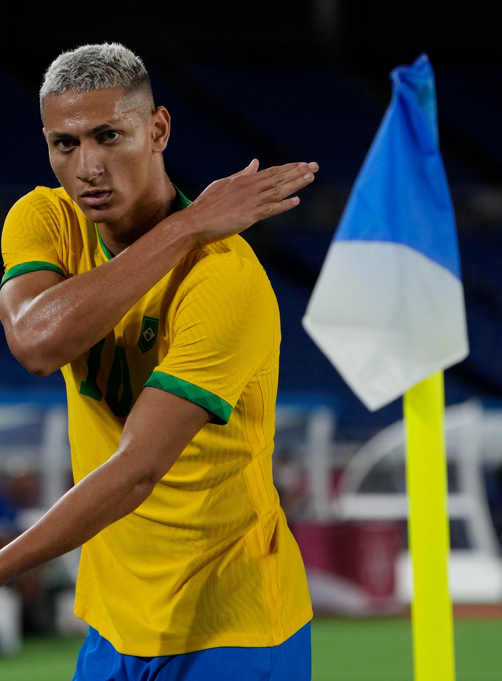 Brazil’s Richarlison scored a first-half hat-trick against Germany (Kiichiro Sato/AP)