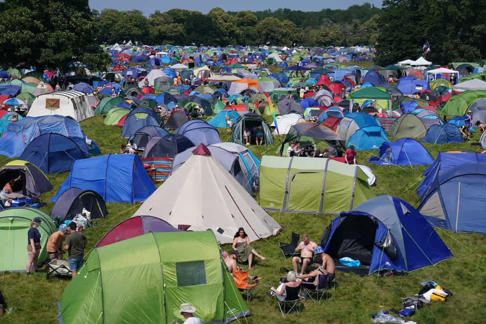 The campsite at the Latitude Festival in Henham Park, Suffolk (Jacob King/PA)