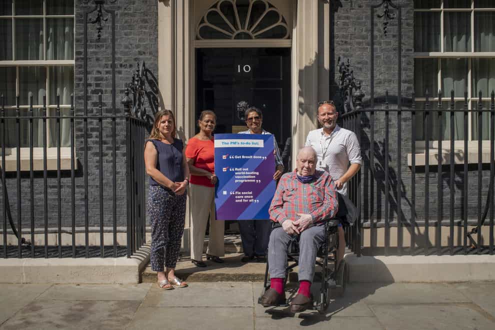Campaigners handing in an Age UK Social Care petition and letter at 10 Downing Street (Jamie Lau/Age UK)