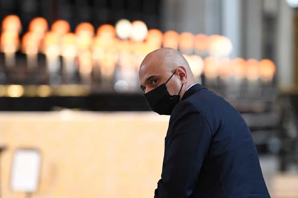 Health Secretary Sajid Javid leaves following the NHS service of commemoration and thanksgiving to mark the 73rd birthday of the NHS at St Paul’s Cathedral, London (Stefan Rousseau/PA)