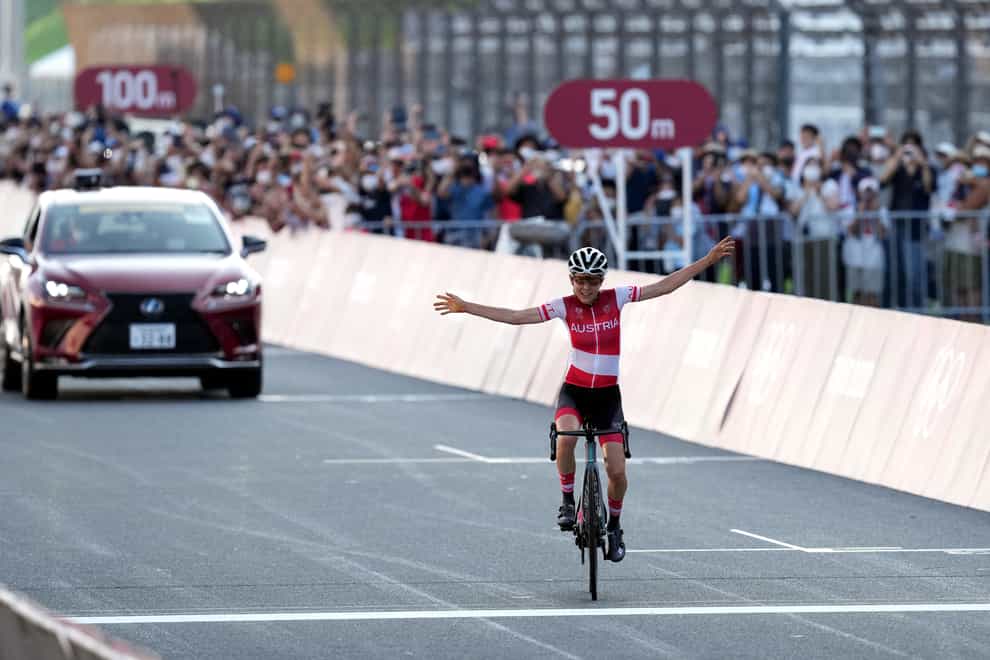 Anna Kiesenhofer took a shock gold for Austria in the women’s cycling road race (Martin Rickett/PA)
