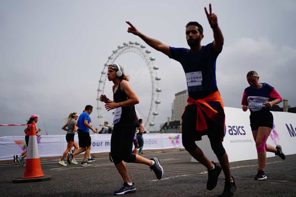 Runners on Westminster Bridge taking part in the Asics London 10k (PA)