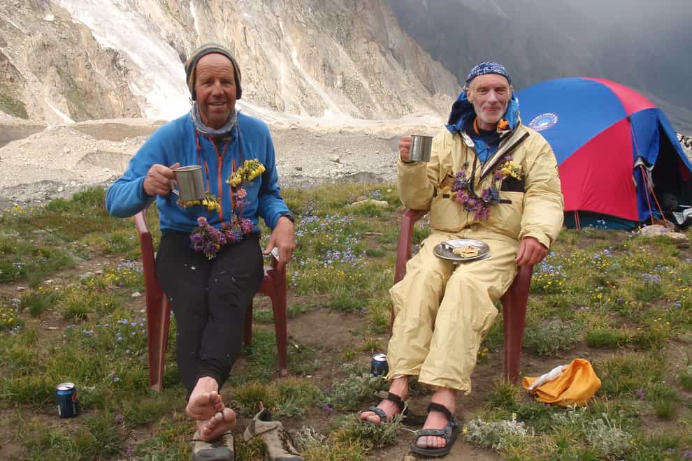 Rick Allen (right), pictured with Sandy Allan, has died while attempting to climb K2, the charity he was raising money for has confirmed (Sandy Allan/PA)