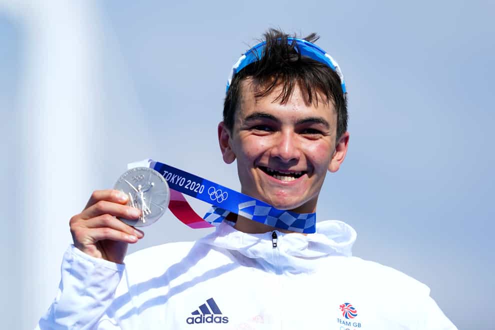 Alex Yee looks delighted with his silver medal (Martin Rickett/PA)
