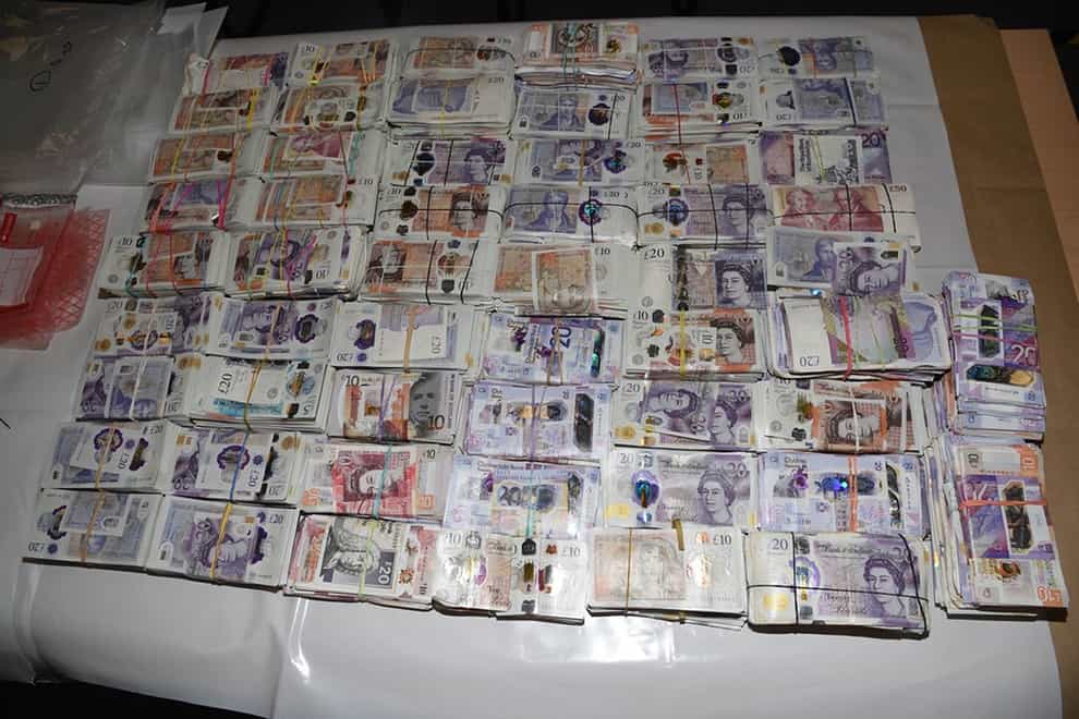 Some of the money found in the possession of Tara Hanlon when she was stopped at Heathrow Airport with suitcases full of cash (NCA/PA)