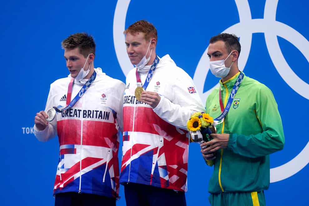 Tom Dean, centre, led a Great Britain one-two (Adam Davy/PA)