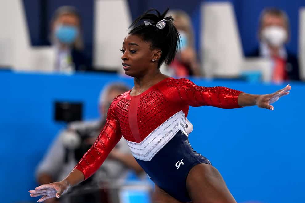 Simone Biles has pulled out of her first event (Martin Rickett/PA)