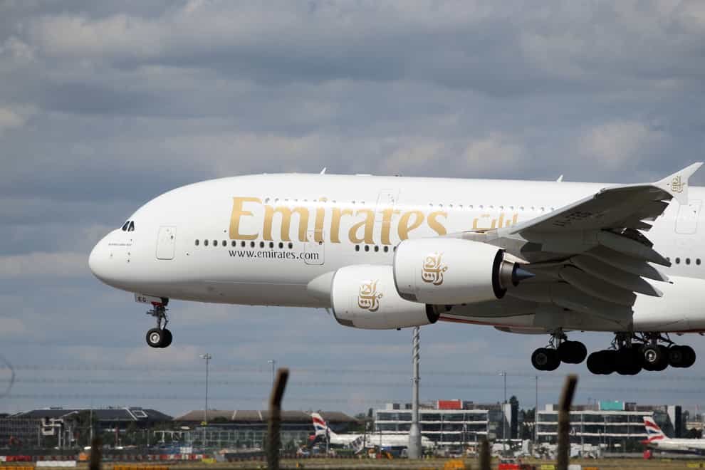 The head of airline Emirates’ UK operations has expressed his frustration that the United Arab Emirates is still on the red travel list (Steve Parsons/PA)
