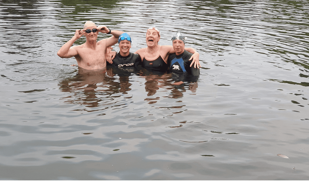 Jacquie Hughes went for a 2k swim in the River Thames to celebrate her son Tom Dean’s second gold medal in the Tokyo Olympics (Jacquie Hughes/PA)