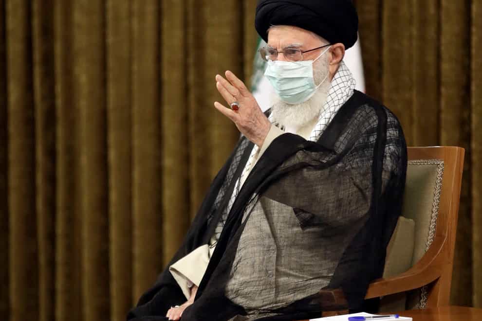 Iran’s Supreme Leader Ayatollah Ali Khamenei speaking on Wednesday (Office of the Iranian Supreme Leader via AP)