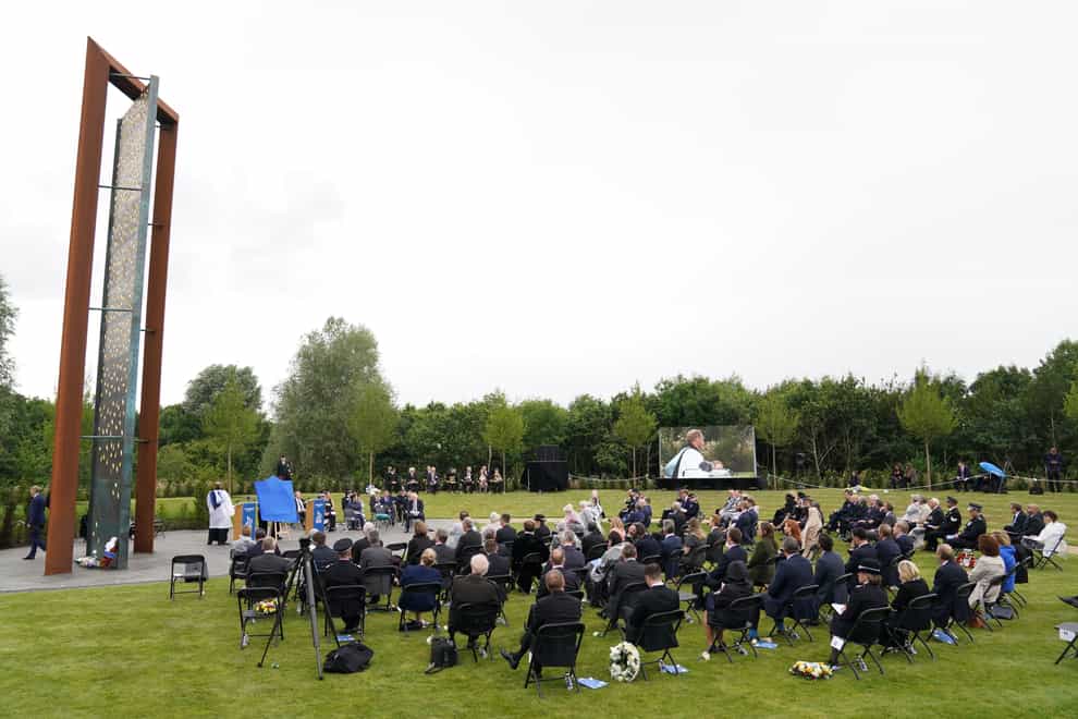 The unveiling of the UK Police Memorial at the National Memorial Arboretum at Alrewas, Staffordshire (Jacob King/PA)