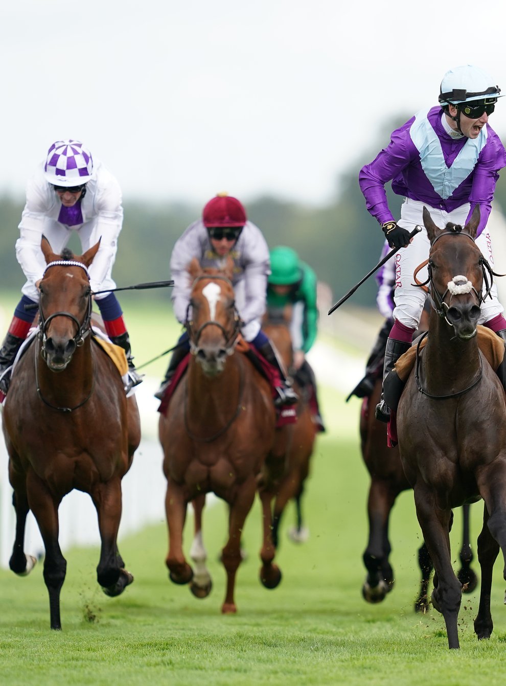 Alcohol Free and Oisin Murphy (centre) coming home to win the Qatar Sussex Stakes (John Walton/PA)