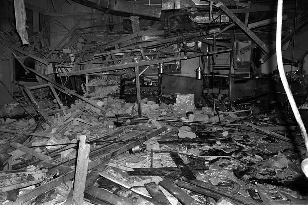 File photo dated 22/11/74 of a mass of rubble, the remnants of the Mulberry Bush pub in Birmingham, one of the two pubs in Birmingham where bombs exploded. The inquest into the Birmingham pub bombings opens at Birmingham Civil Justice Centre today.