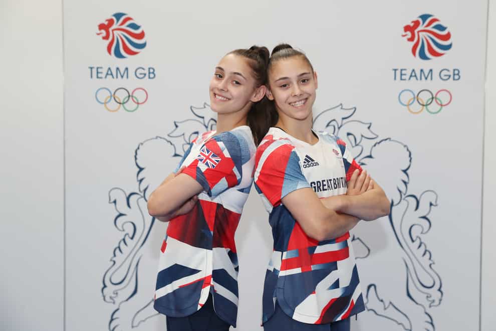 Jennifer, left, and Jessica Gadirova competed in the women’s all-around final (David Davies/PA)